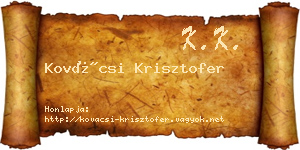 Kovácsi Krisztofer névjegykártya