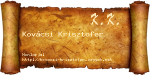 Kovácsi Krisztofer névjegykártya